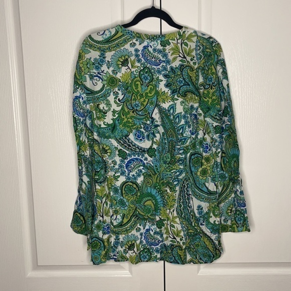 Pappagallo Multi-Color Tropical Pattern Blouse - image 3